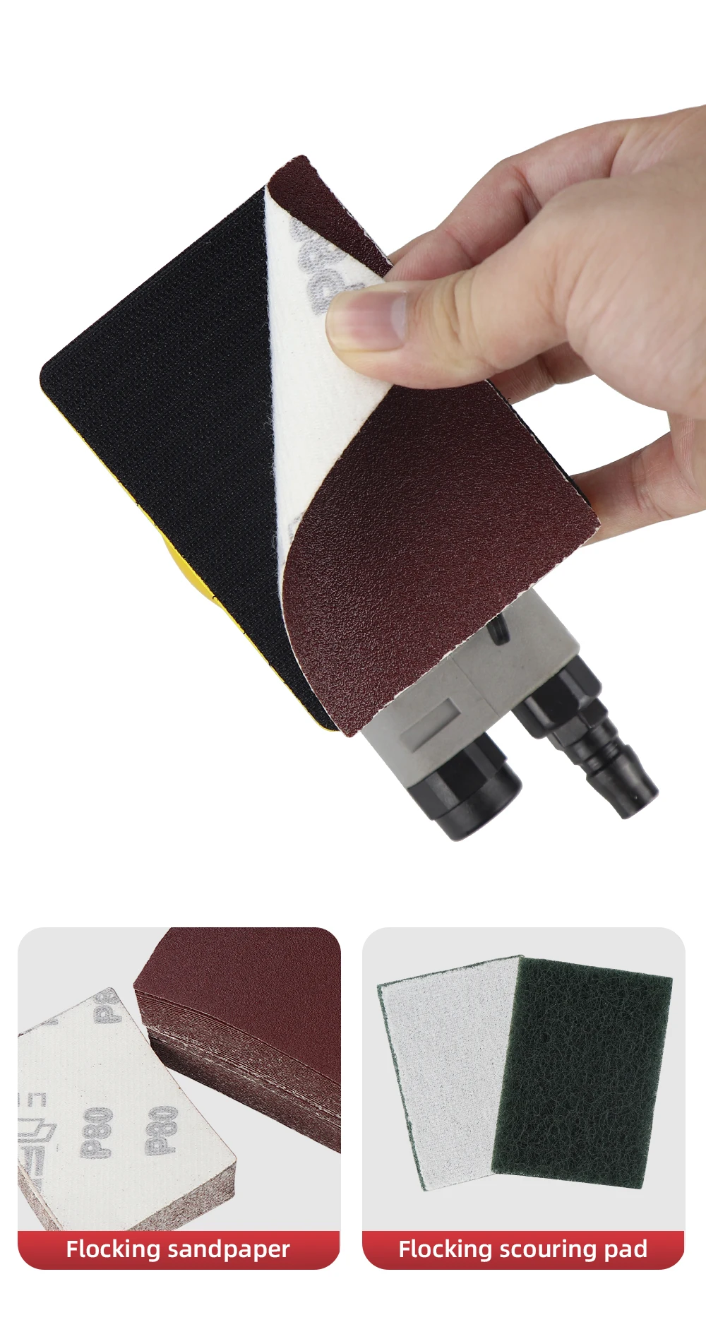 HIFESON Grindering Machine Car Air Sander Polisher With 20Pcs Sandpaper Pneumatic Cars Polishing Grinder Tool Square 70*100mm