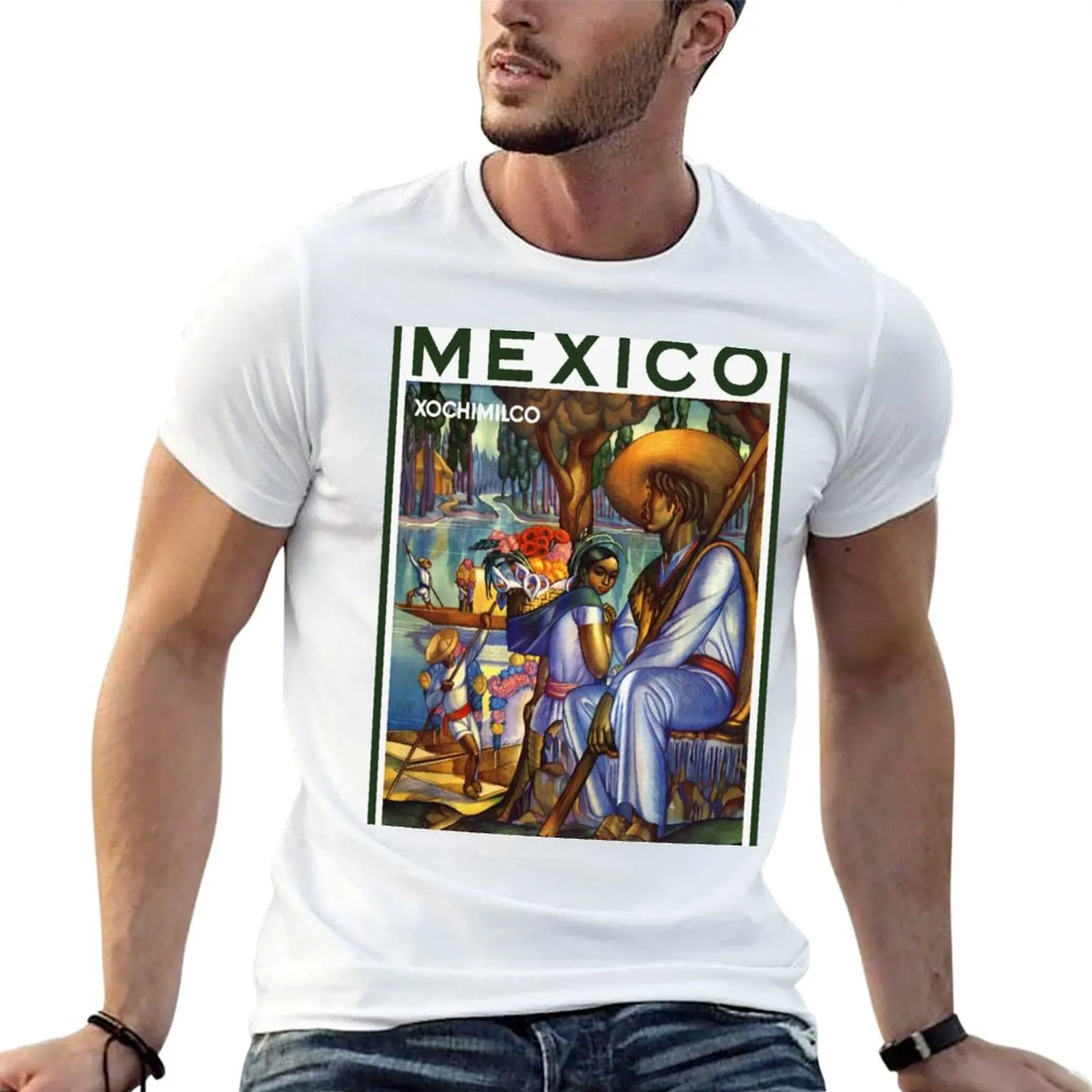 

t cotton shirts Travel fit funny t Ad for man t for Vintage slim man shirts T-Shirt Xochimilco Mexico prints shirts with