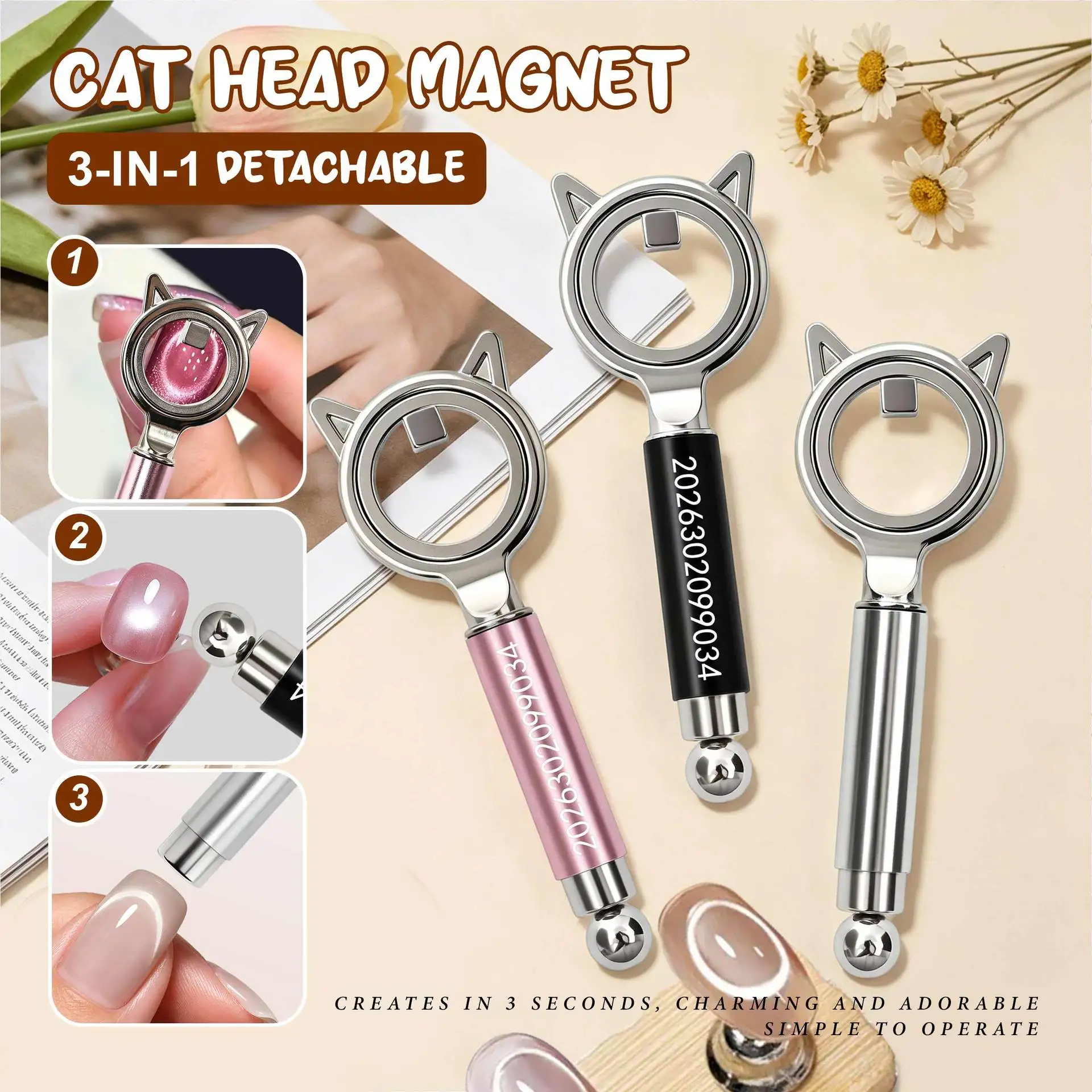 Nouveau 2026 Outil de guidage magnétique puissant pour nail art, effet œil de chat circulaire et trou noir, pour la création de motifs magnétiques DIY sur ongles en gel