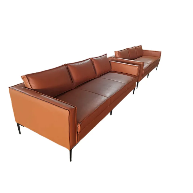 Three-person leather sofa combination, the first layer of cowhide straight row, the living room leather art sofa is fully equipp
