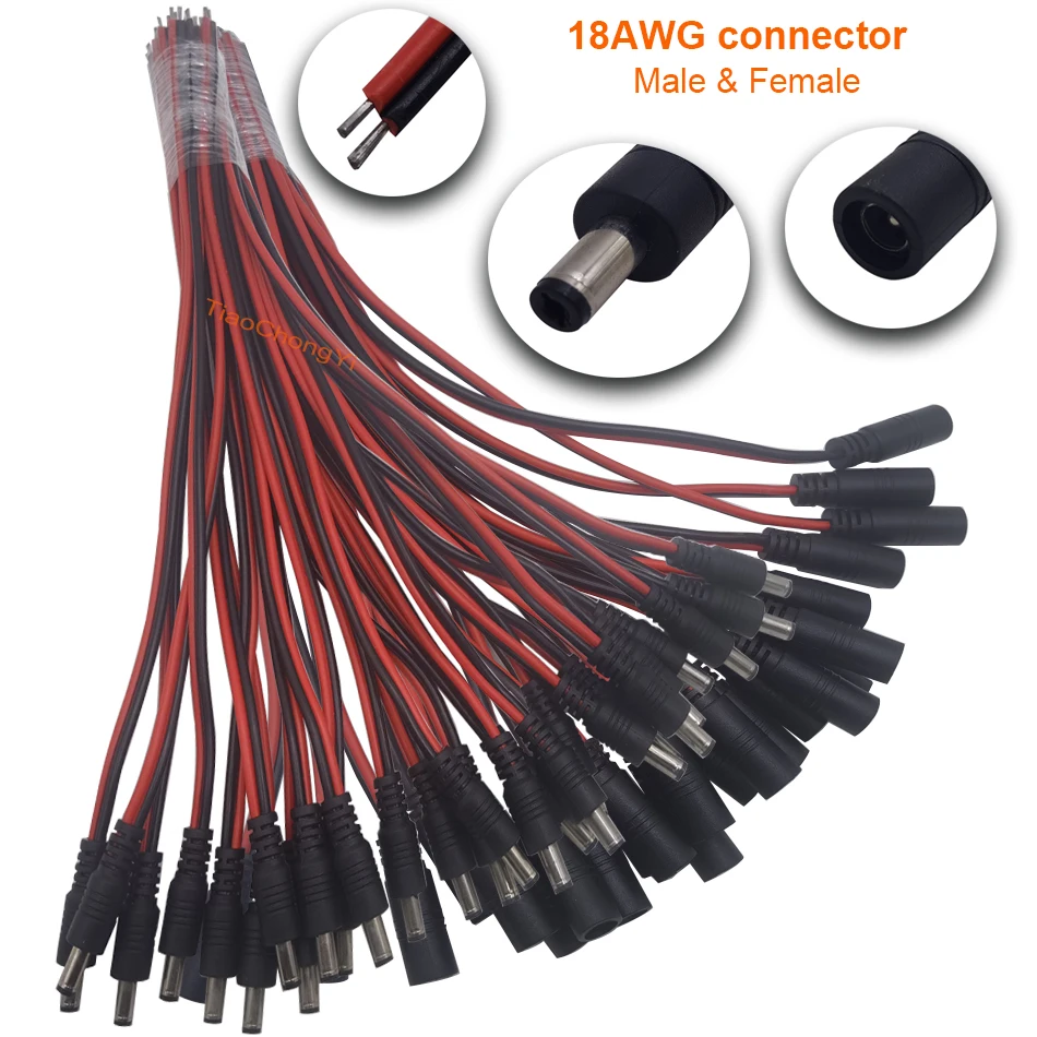 

18 AWG 0,75 мм разъем постоянного тока 5,5X2,1 мм 2,5 мм разъем кабеля питания «папа-мама» 30 см провод для светодиодной ленты, камеры видеонаблюдения