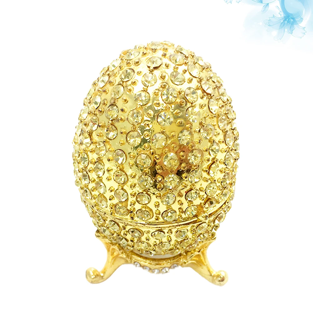 

Painted Alloy Jewelry Box Small Trinket Case Container Storage ganizer Egg Shape Holder for Earrings Rings Beads Dust Proof