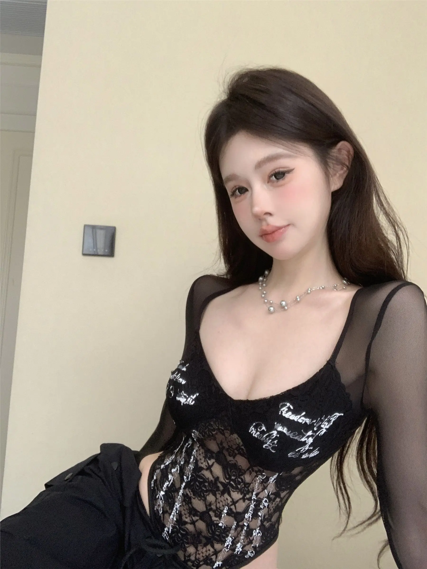 Body Vrouw Dames Vintage Middeleeuws Gothic Goth Punk Emo Steampunk Altgoth Grunge Rock Visnet Mesh Kant Doorzichtig Sexy BF