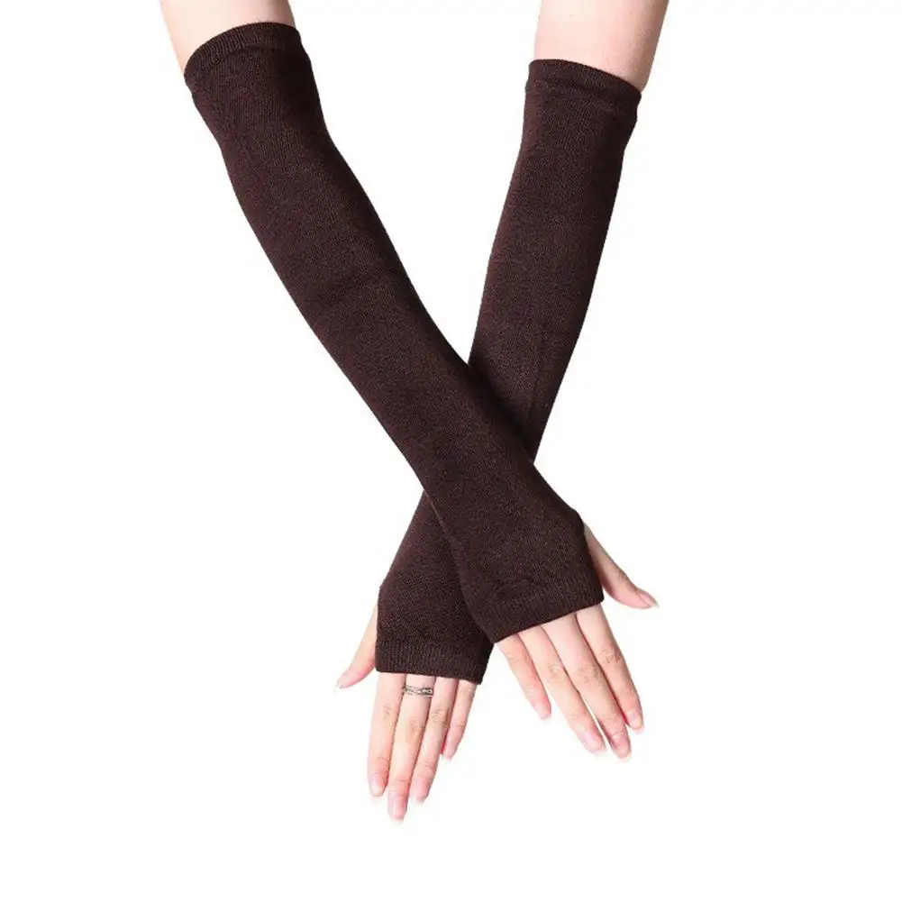 Gants à manches longues élastiques pour hommes et femmes, mitaines chaudes, mitaines d'extérieur, sans doigts, hip-hop, coude, chaud, bras, hiver, R2A9