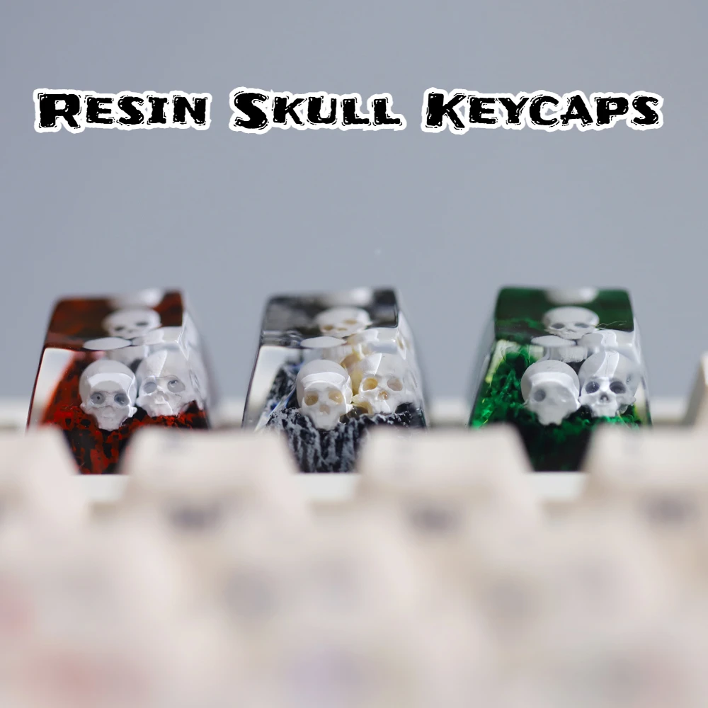 

New Best Selling Resin Green Mountain Skulls/Snow Mountain Skulls/Volcano Skulls Keycaps Cross Axis Mechanical Keyboard Keycaps