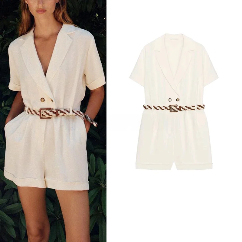 Summer New Women's ort Sve Pleated Decoration Belted Waist ort Rer High Waist Straight Cut Commute Sle Polyester ...