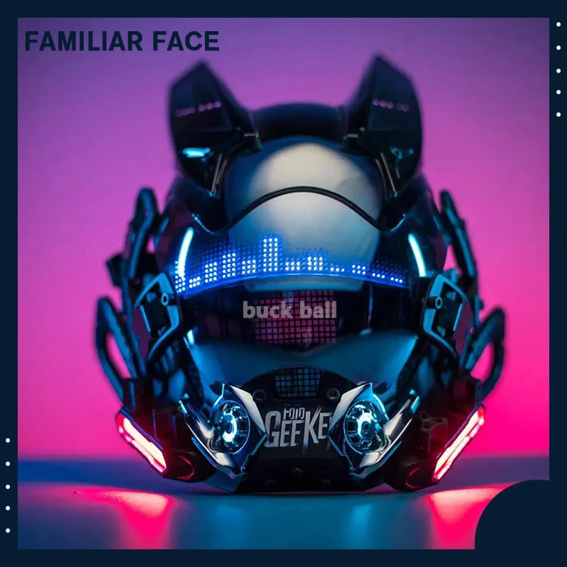 Cyberpunk Mask Techwear Helmet Shinobi Samurai Pipe Dreadlocks Cosplay Special With Led Light Forces Mask Customize The Screen