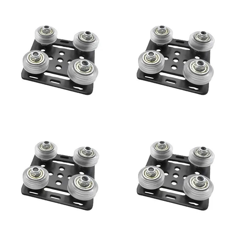 ABHU 4X 3D Printer Accessories 2020 V-Groove Aluminum Profile Pulley V-Slot Construction Gantry Plate Kit