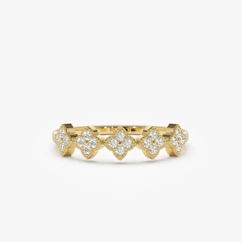 Lnngy Moissanite Ring Yellow Gold 2mm 4