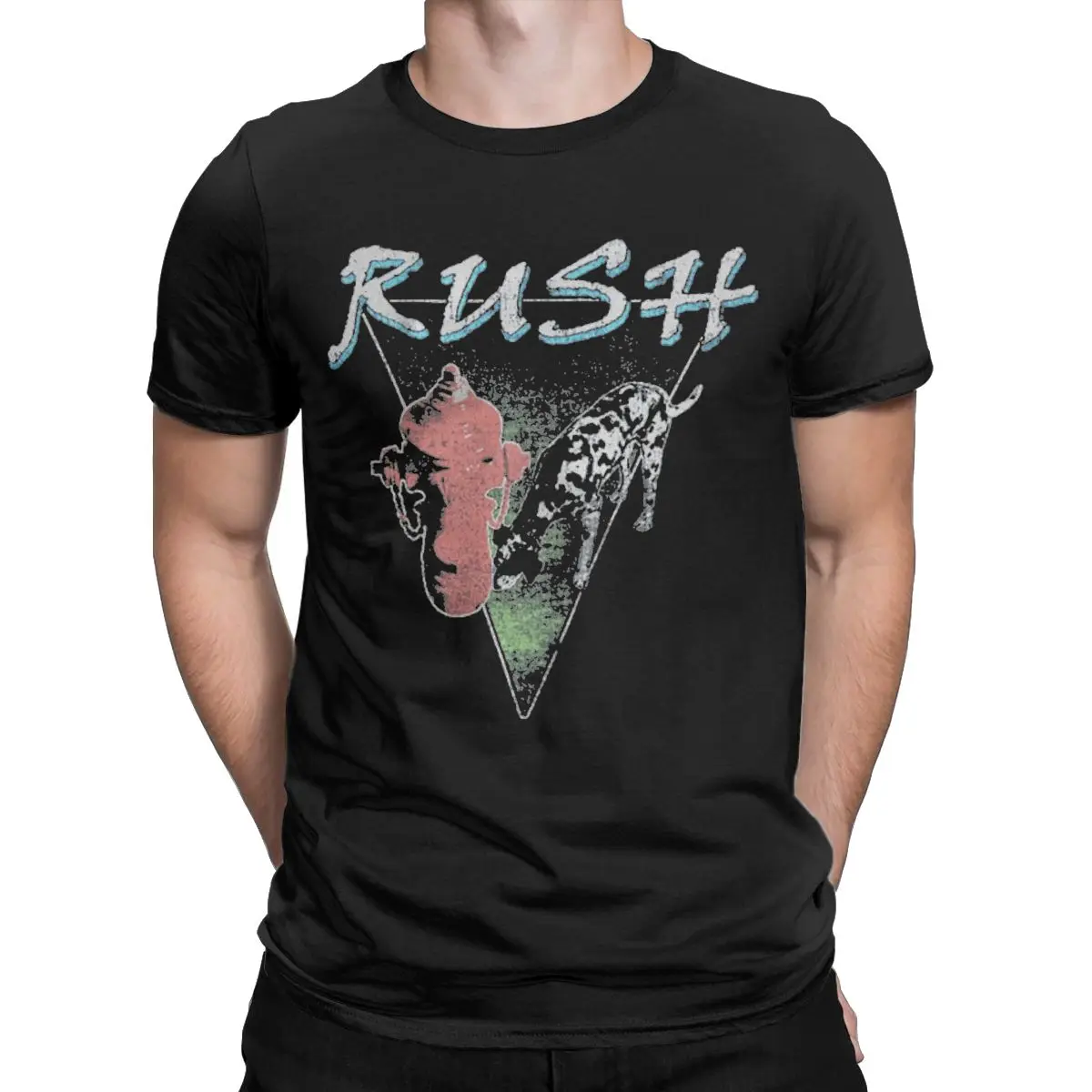 Men's Band Rush T Shirt Pure Cotton Tops Humorous Short Sleeve O Neck Tees Original T-Shirt