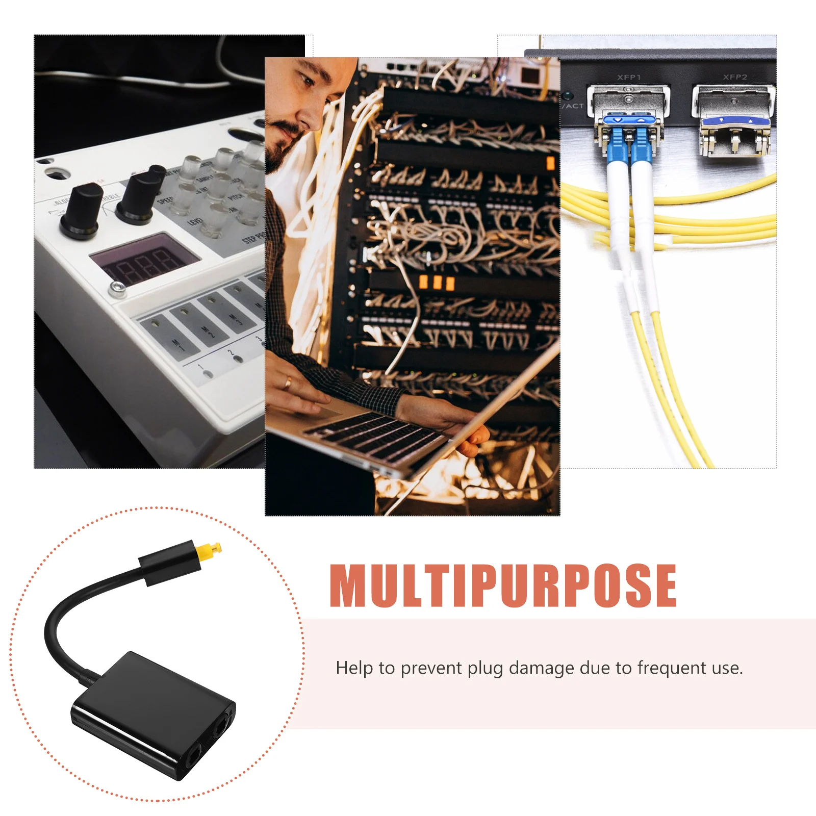 

1x2 Digital Optical Audio Splitter Black Gold Plated Non Magnetic Shell Durable Audio Device Splitter Prevent Plug Damage Signal