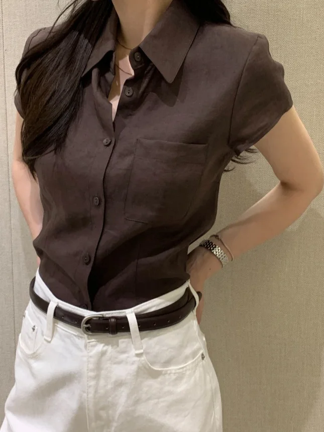 

Женский повседневный хлопковый топ с тонким воротником и одной пуговицей в стиле пэчворк ort Sve Color Top