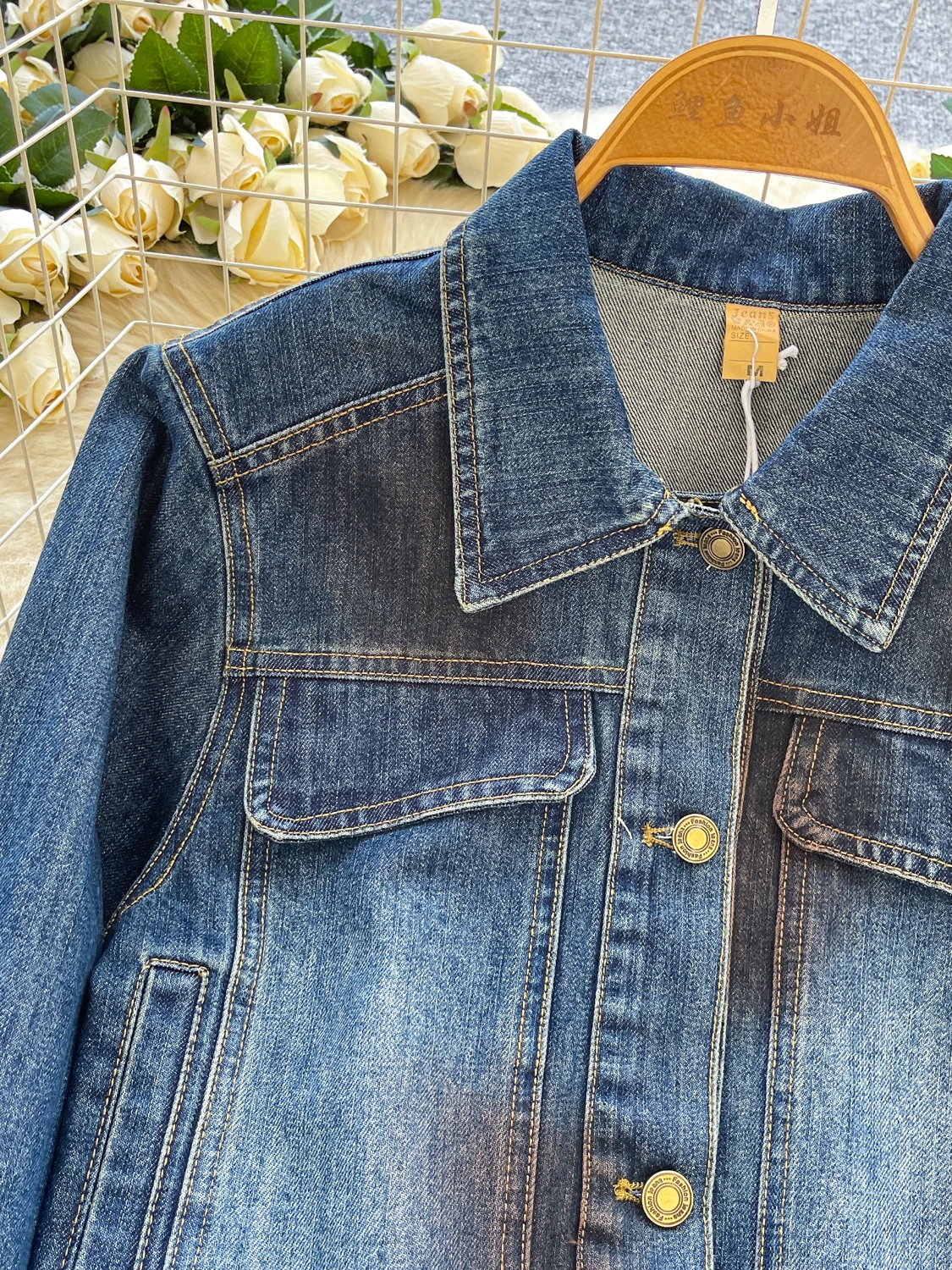 

Женский джинсовый топ в стиле ретро Hong Kong Sle Jaet ort Faionable, универсальный, антивозрастной, осень 2022, женский повседневный длинный топ све