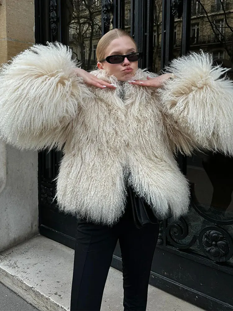 Luxury Winter Loose Women\'s Thick Fluffy Faux Fur Coats Fashion Solid Cropped Oversized Warm Jacket 2024 New Lady Chic Outerwear