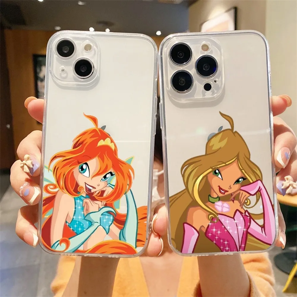 Girl W-Winx-Clubs Phone Case For Iphone 15 11 13 14 Pro Max 7 8 Plus X Xr Xs Max Se2020 12mini Transparent Cover