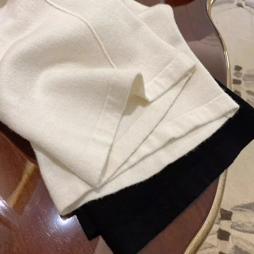 Weiße, hoch taillierte Freizeithose für Damen, Frühling und Herbst, neue Strickhose, lockere Hose mit weitem Bein, japanisches, faules fallendes Gefühl