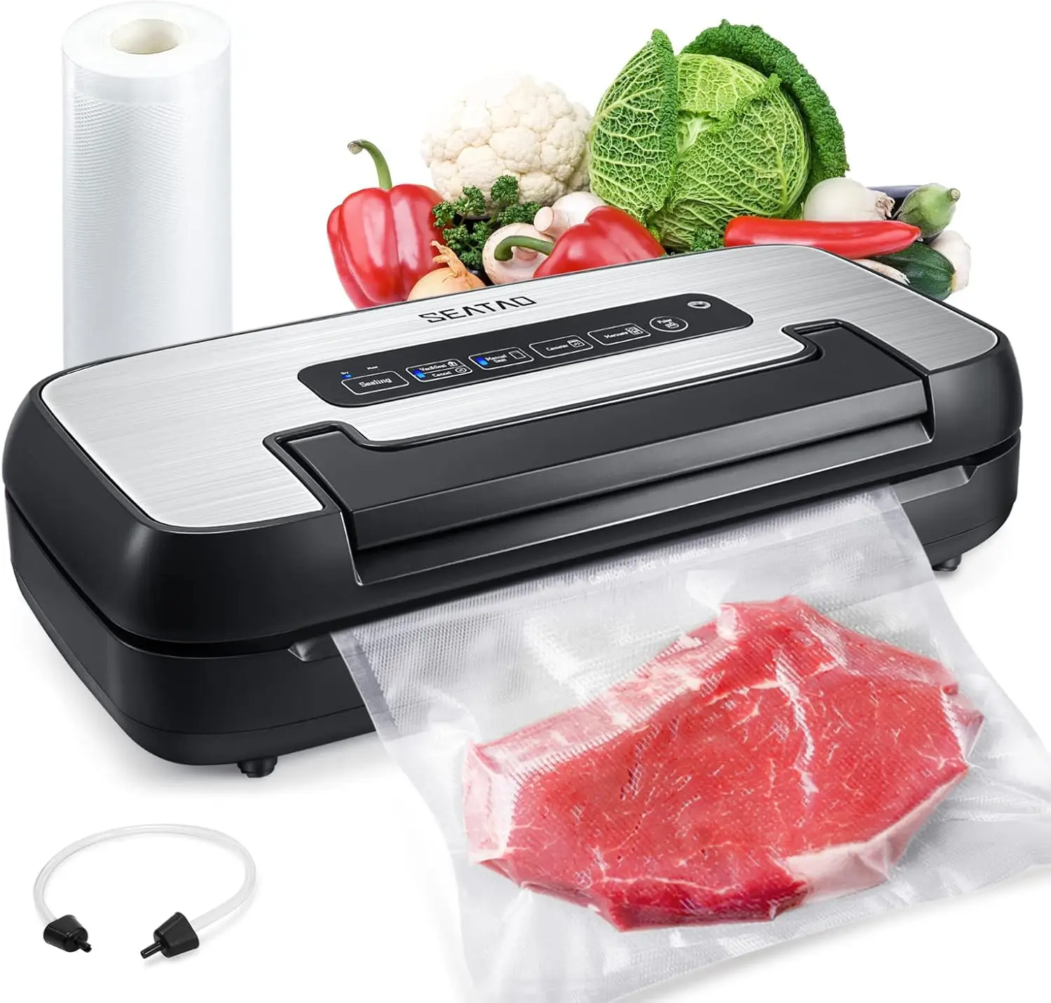 80kpa Multifunctional Commercial and Home Vacuum Food Sealer Vacuum Sealers with Built-In Roll Storage