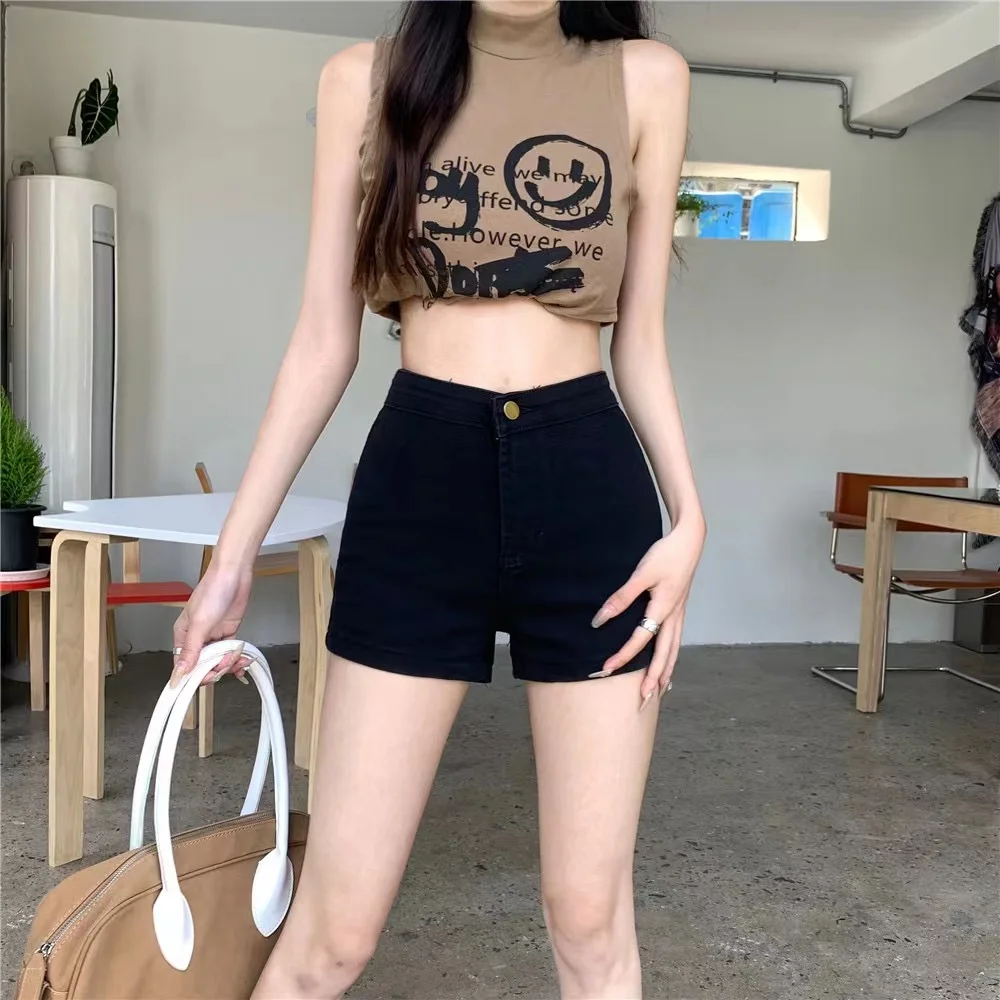 

plus Size Women's High Elastici Denim orts Summer Slimming A-Line Hot Pants Comfortable Korean Sle Commute Pure Color