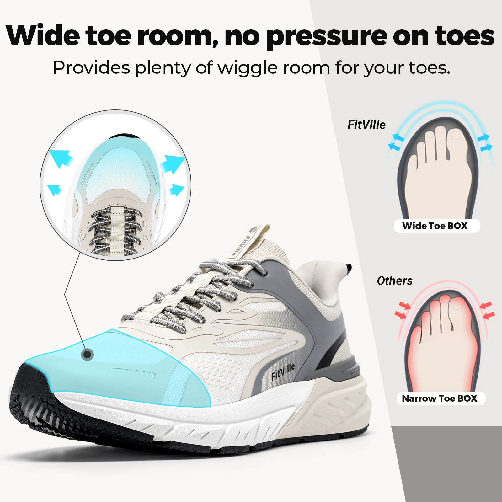 FitVille Comfortable Extra Wide Walking Shoes for Men Lightweight Mens Walking Shoes Wide Width Non Slip Cushioned