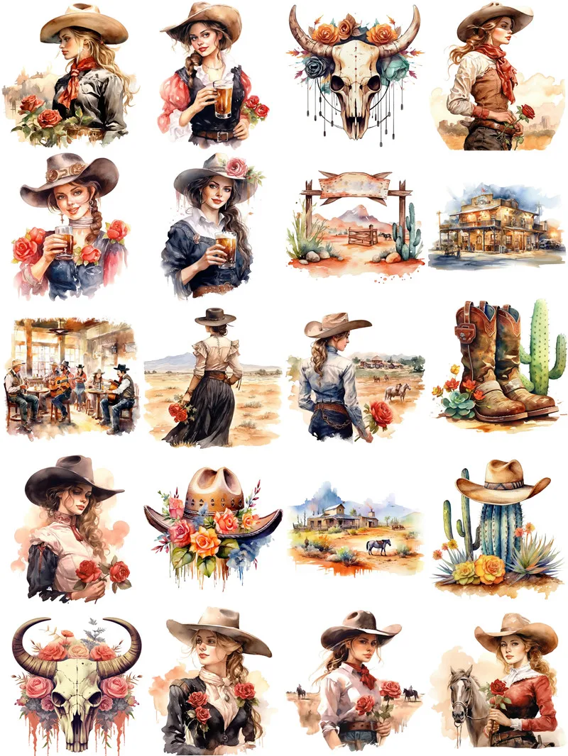 Western Cowboy Beauty Stickers Crafts And Scrapbooking stickers kids toys book Decorative sticker DIY Stationery