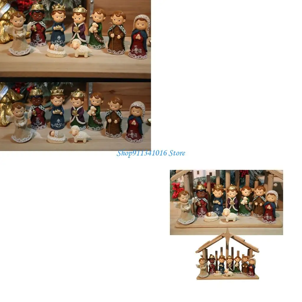  Christmas Nativity Figurines Holy Family Figure with Donkey Nativity Figure