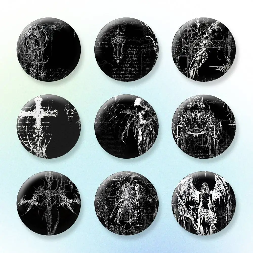 

Gothic Cyber Sigil Cross Eyes Badges Creative Tinplate Button PinsBrooch Badge Clothes Backpack