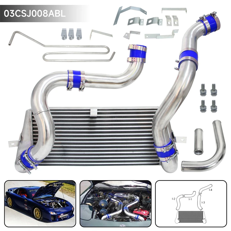 Fits For MAZDA 93 94 95 96 97  RX7 FD3S FMIC FRONT MOUNT INTERCOOLER + PIPING TURBO BLUE/Black/Red