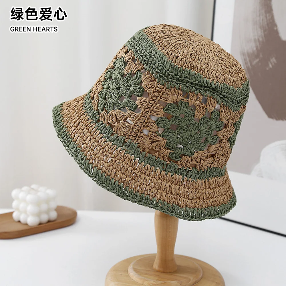 Spring/Summer Korean Sweet Versatile Woven Hollow Heart Straw Hat for Women Breathable Beach Sunscreen Fisherman Hat - view 5