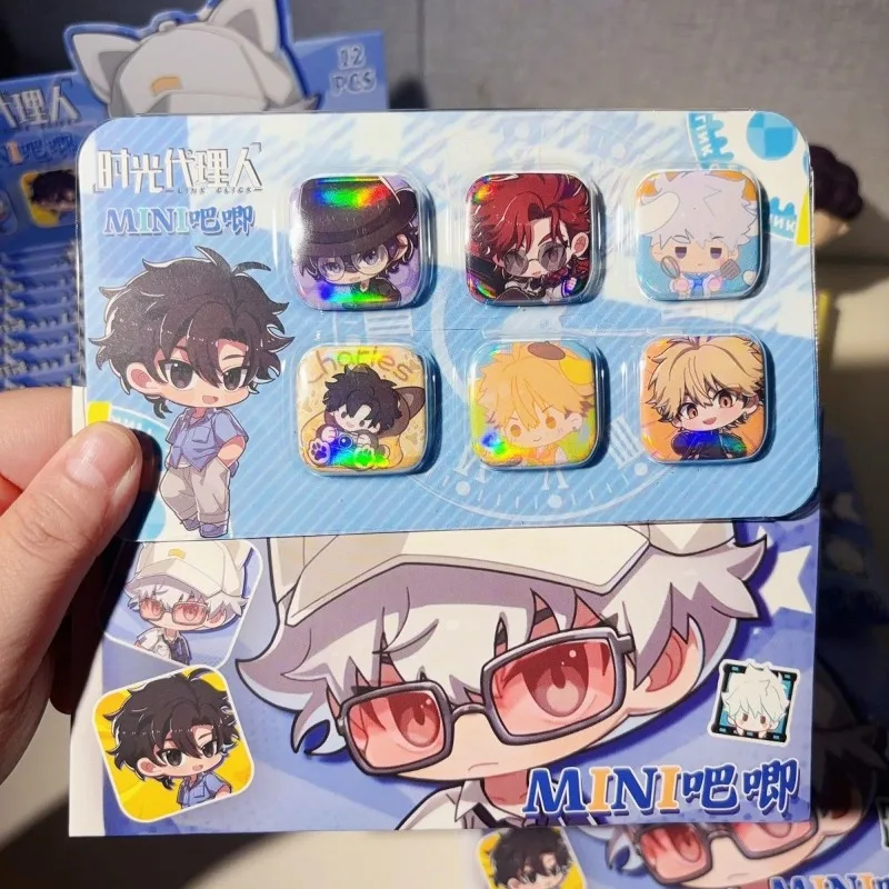 

New Link Click Mini Square Badge Charles Lucas Anime Peripheral Cute Creativity Q Version Mini Tinplate Badge A Pack of 6 Gifts