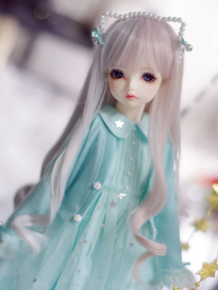 （Customize 30 Days）  1/6 1/4 1/3 MSD bjd doll wig mixed color pik grey color High temperature long curly hair
