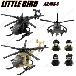 MOC Military Modern Hc Aircraft Building Blocks AH-6 Little Brid Manned and Firepower Special Force Police Figures Weapons Toys