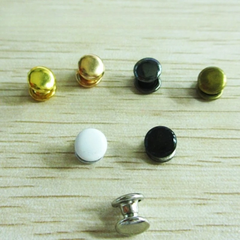 100 Sets Leather Rivets Double Cap Rivet Tubular Metal Studs For Leather Craft Repairs Decoration 5 Colors 8 Sizes Optional