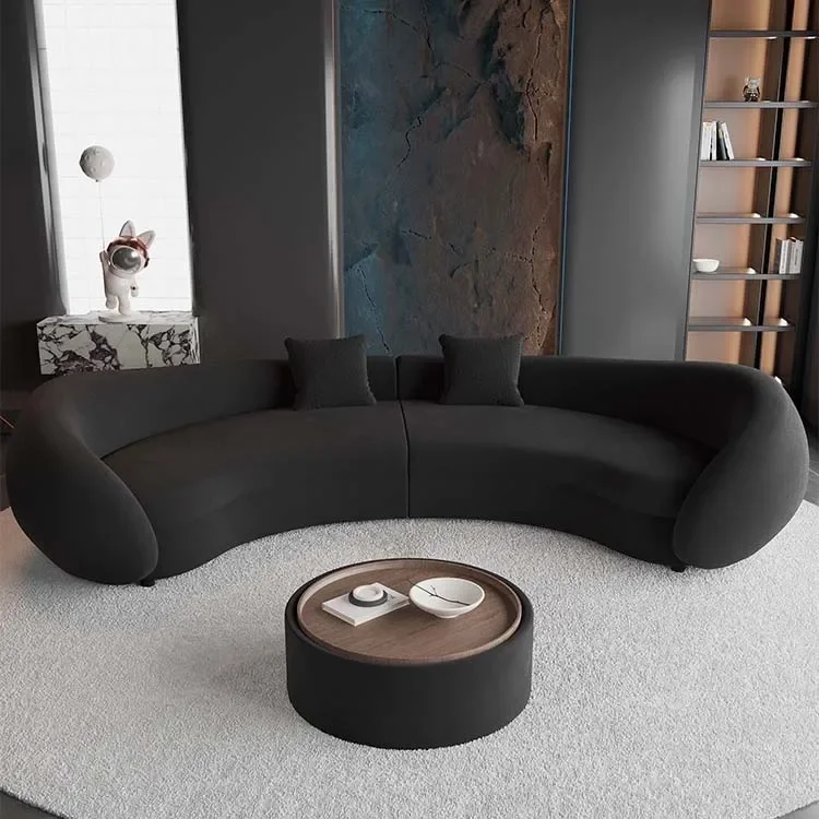 

л # Современный изогнутый тканевый диван особой формы, угловой для отелей, гостиная, обивочная ткань, полукруглый черный диван, наборы