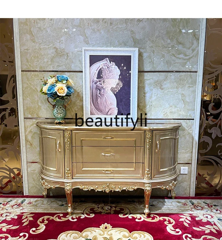 

French solid wood dining side cabinet luxury carved cabinet living room decorative table aisle table restaurant1184