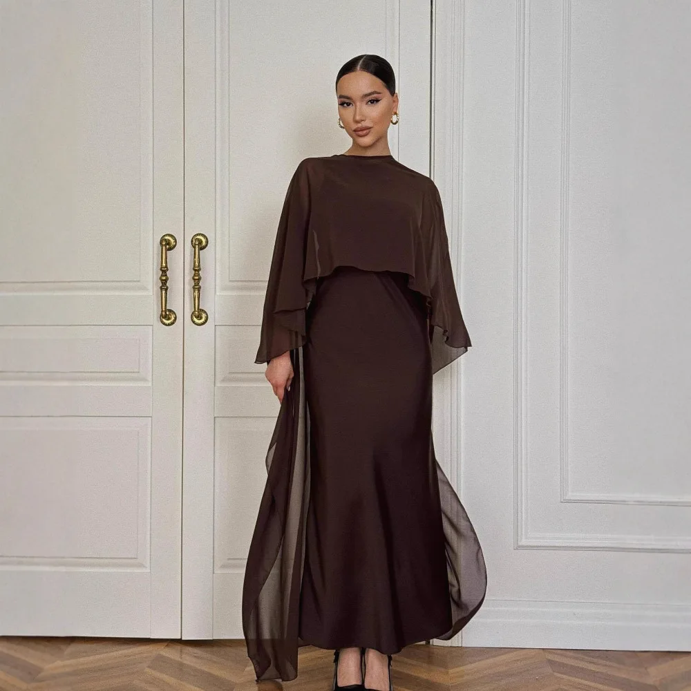 

2026 Summer New Cross border Foreign Trade Women's Fashion Dress Solid Color Dress Shawl Set