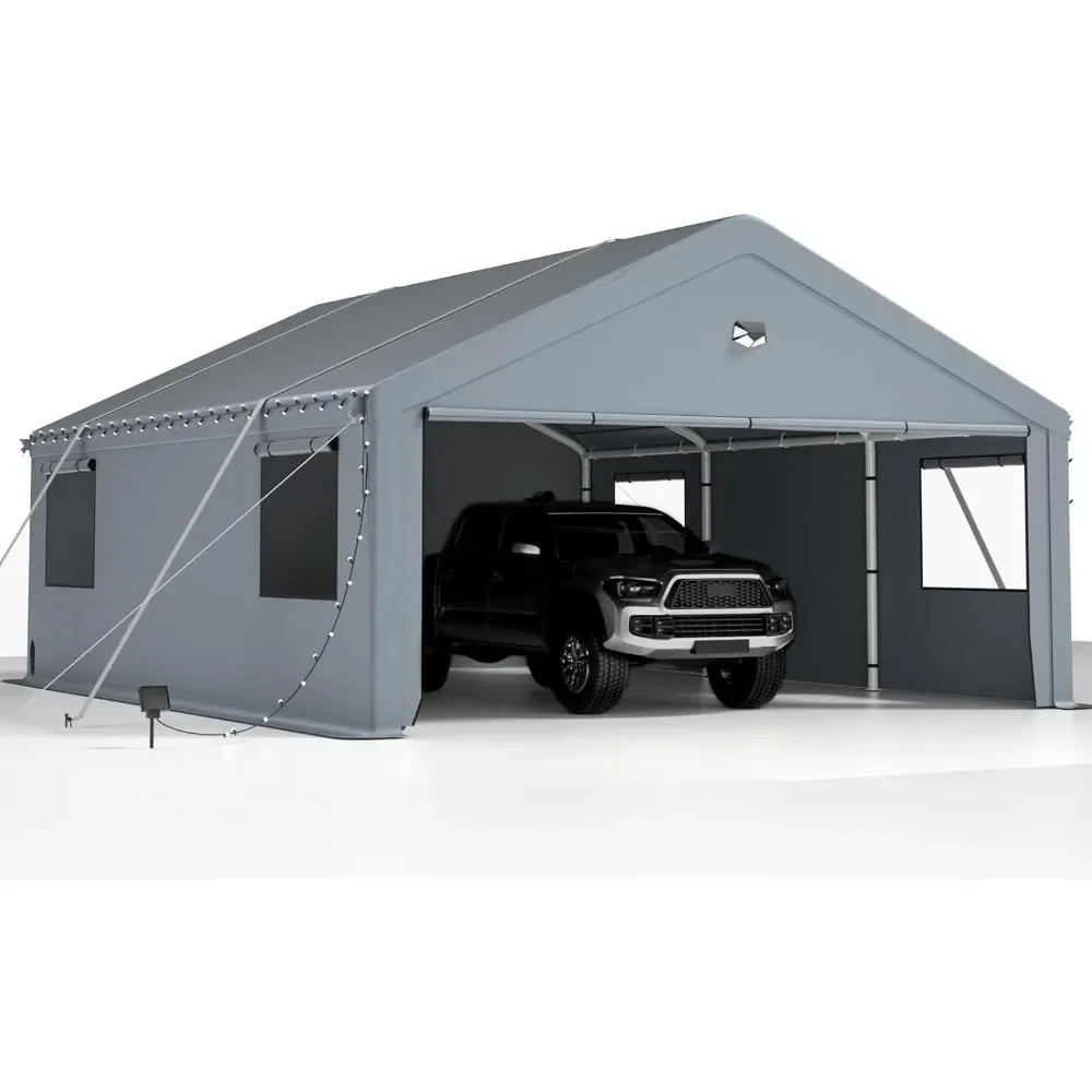 

20X20 Heavy Duty Carports with 180G Removable Side Walls, Carport Canopy, Portable Car Port Garage, Car Shelter All Weather