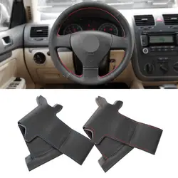 For VW Old Golf 5 V MK5 Polo Jetta Tiguan Sagitar Touran Caddy EOS Hand Stitched Car Steering Wheel Perforated Leather Cover