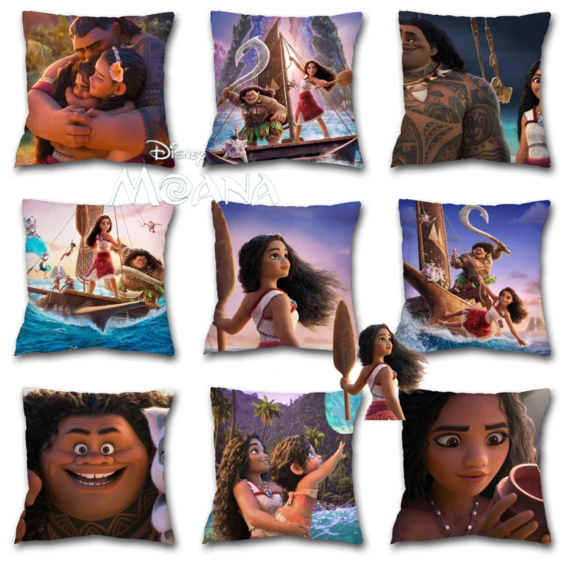 

45x45cm Disney Movie Moana 2 Pillowcase Kawaii Anime Cartoon Pillow Cover Sofa Cushion Covers Home Room Decoration for Kids