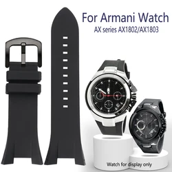 Waterproof Watchband For Armani Ax1803 1802 1050 AX1041 AX1084 AX1108 Rubber Bracelet Men‘s Silicone Watch Strap Notch 31*14MM