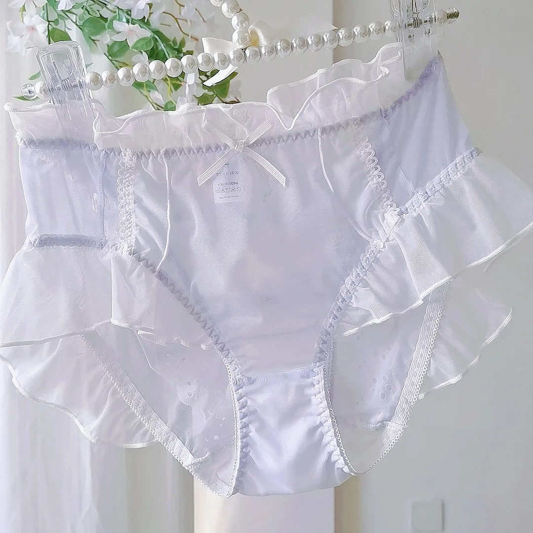 Large Size L-5xl Sweet Girl Underwear Sexy Lace Border Japanese Bow Pure Desire Mesh Triangle Pants For Women High
