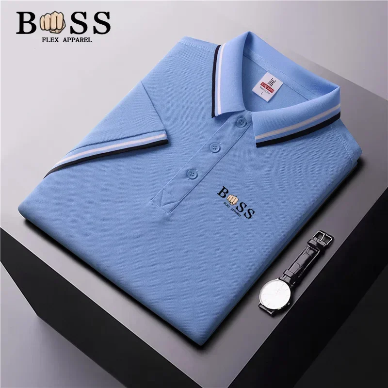 Men\'s Casual Short-Sleeved Top Summer Polo Shirt Office Fashion Stand Collar T-Shirt New Men\'s Breathable T Shirt Men\'s Clothing