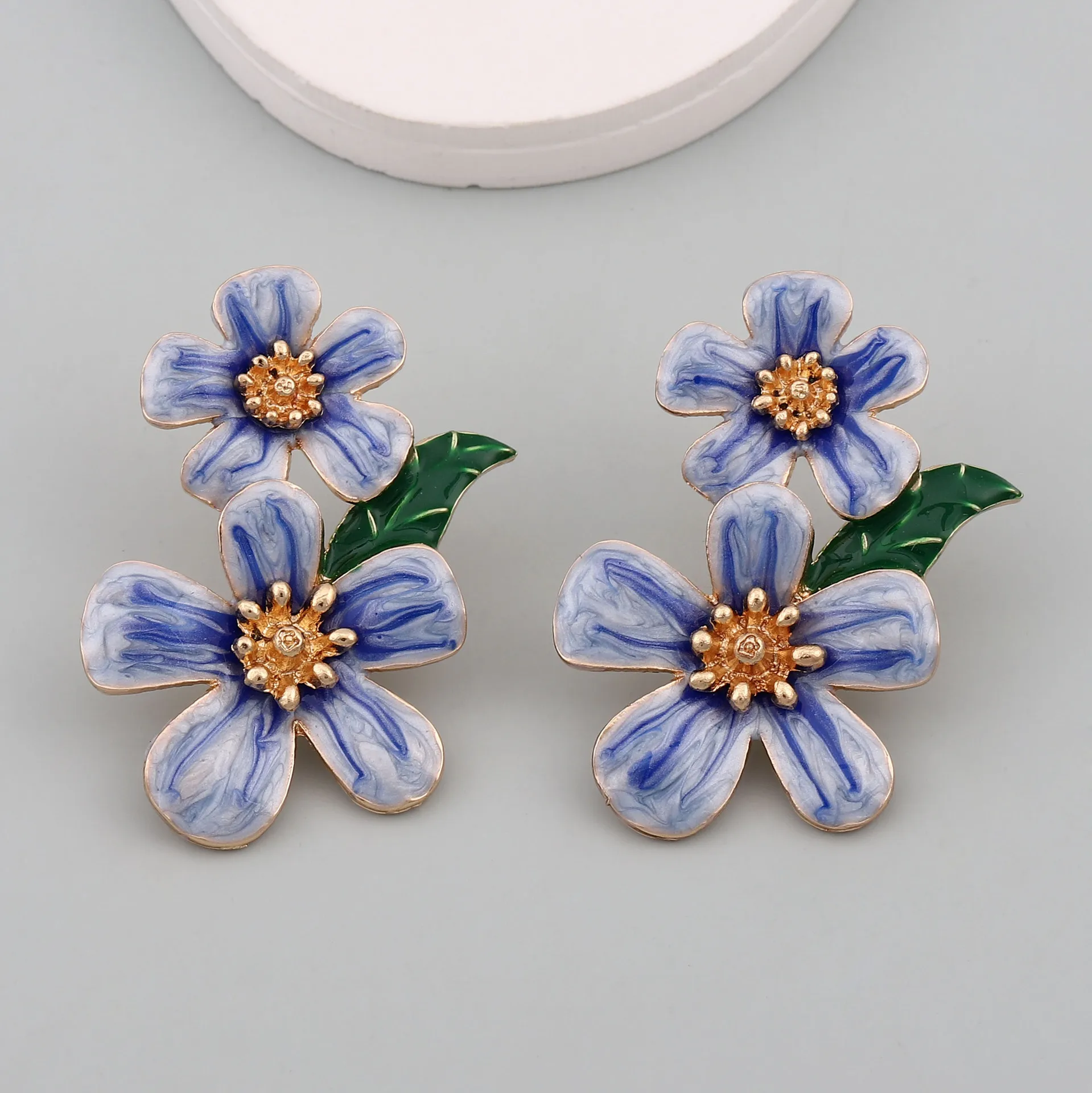 Pendientes con colgante de flor para mujer, aretes de pétalos de flor de aceite de goteo colorido, joyería informal para fiesta, regalo para niña