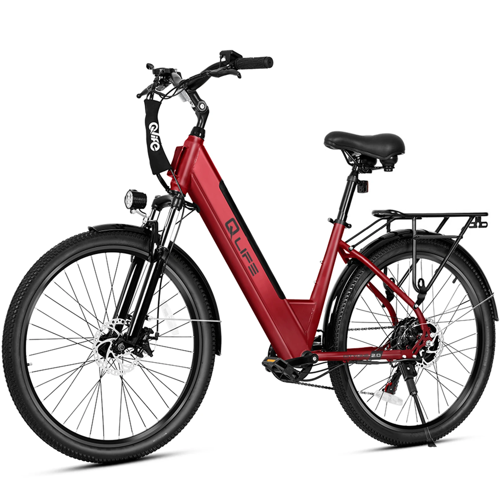 Qlife Cityone ST 2.0 Electric Bike for Adults, 26" Electric Bicycle with 1200W Peak Motor 48V 10.4Ah Battery, 28MPH 55 Miles, 7-Speed Commuter Bike with Front Suspension image 2