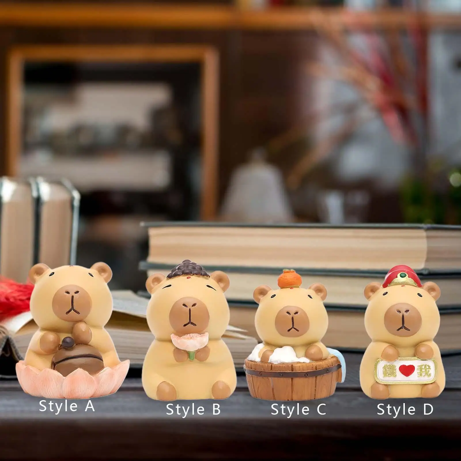 Mini Capybara Figure Animal Statue Capybara Sculpture Cute Capybara Statue for Cabinets Bookshelf House Coffee Table Entryway