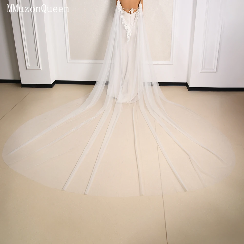 MMQ nuevo blanco capa nupcial 3d bordado Floral decorado gran salón accesorios de boda vestidos de novia فساتmaveraMG64