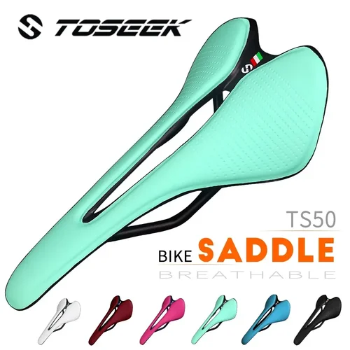 TOSEEK Cojín de asiento transpirable y cómodo Sillín estrecho Recomendado Piezas y componentes de sillín de bicicleta para mujeres y hombres