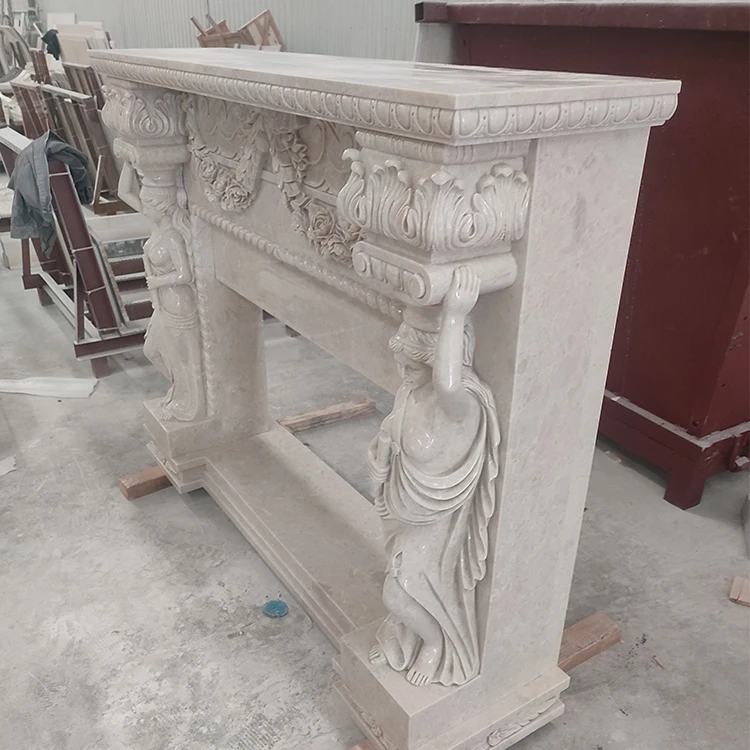 مدفأة منحوتة يدويًا من الرخام الطبيعي بتصميم عصري فاخر للمنزل، مواقد كهربائية قائمة بذاتها #5