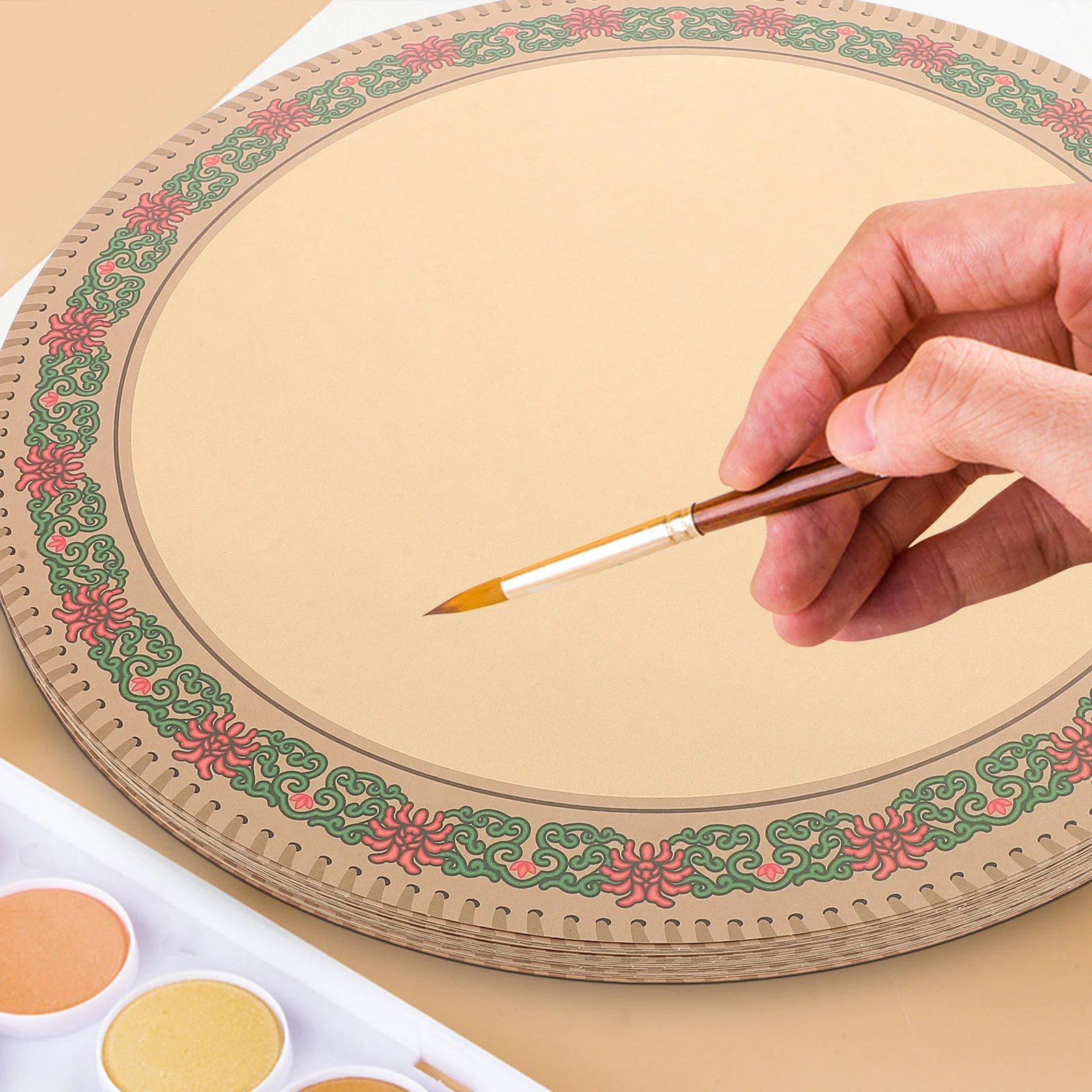 

Round Ethnic Art Sketching Paper 20 Sheets Decorative Floral Border Studio Drawing Sheets for Painting Sketching