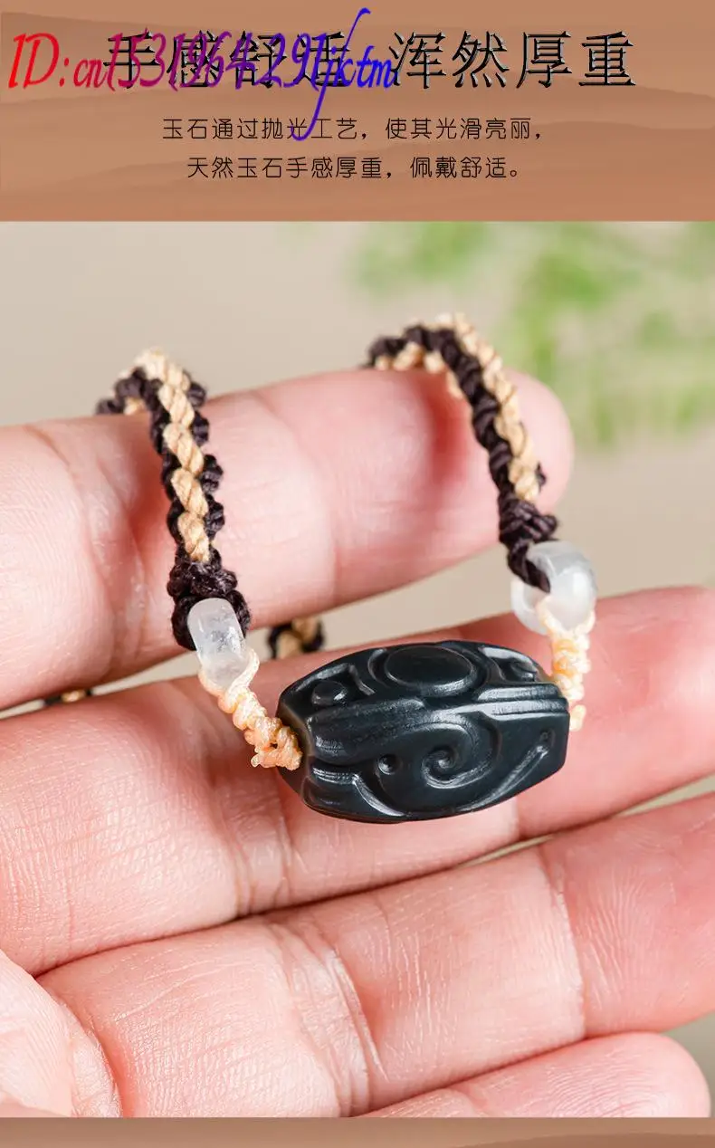 Hetian Jade Carve Bead Pendant Necklace Vintage Fashion Accessories Nephrite Real Jewelry Carved Amulet Charm Natural Gemstone view 5