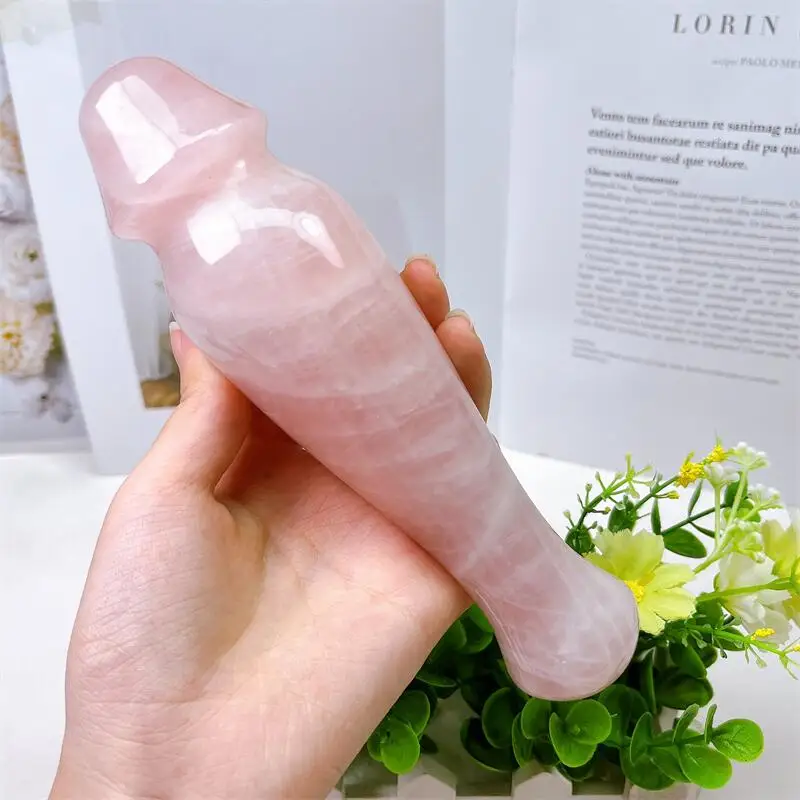 

Large Size Natural Rose Quartz Crystal Massage Penis Wand Gemstone Yoni for Women Health Smooth Polished